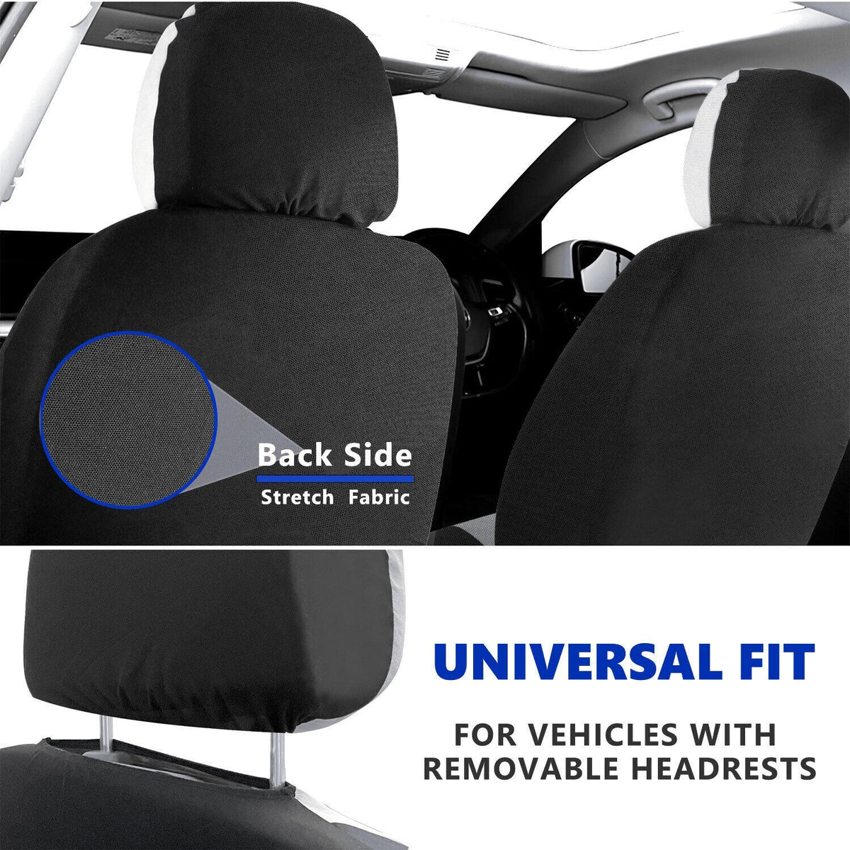 Stretch fabric and removable headrest detail