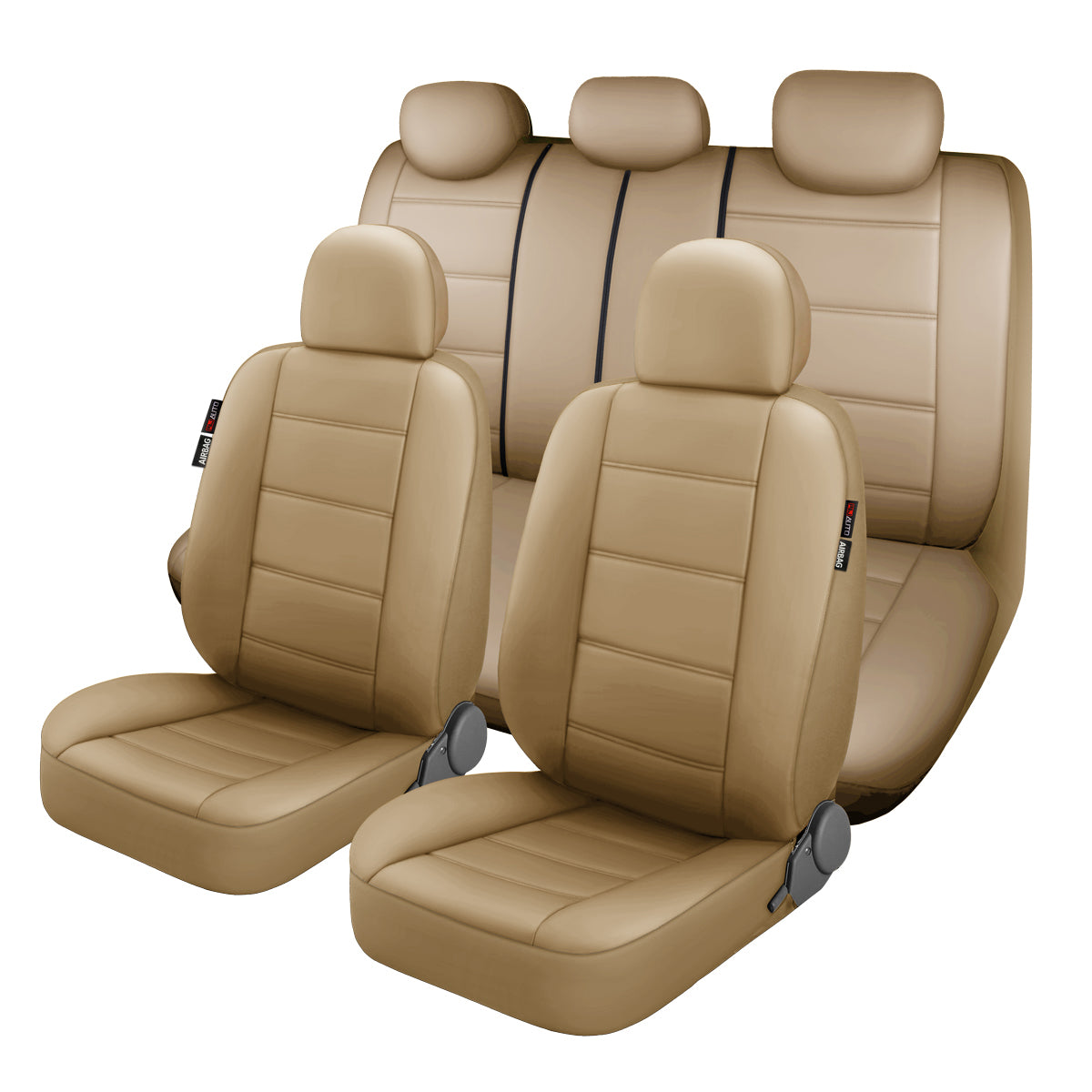 Beige front and rear seat covers